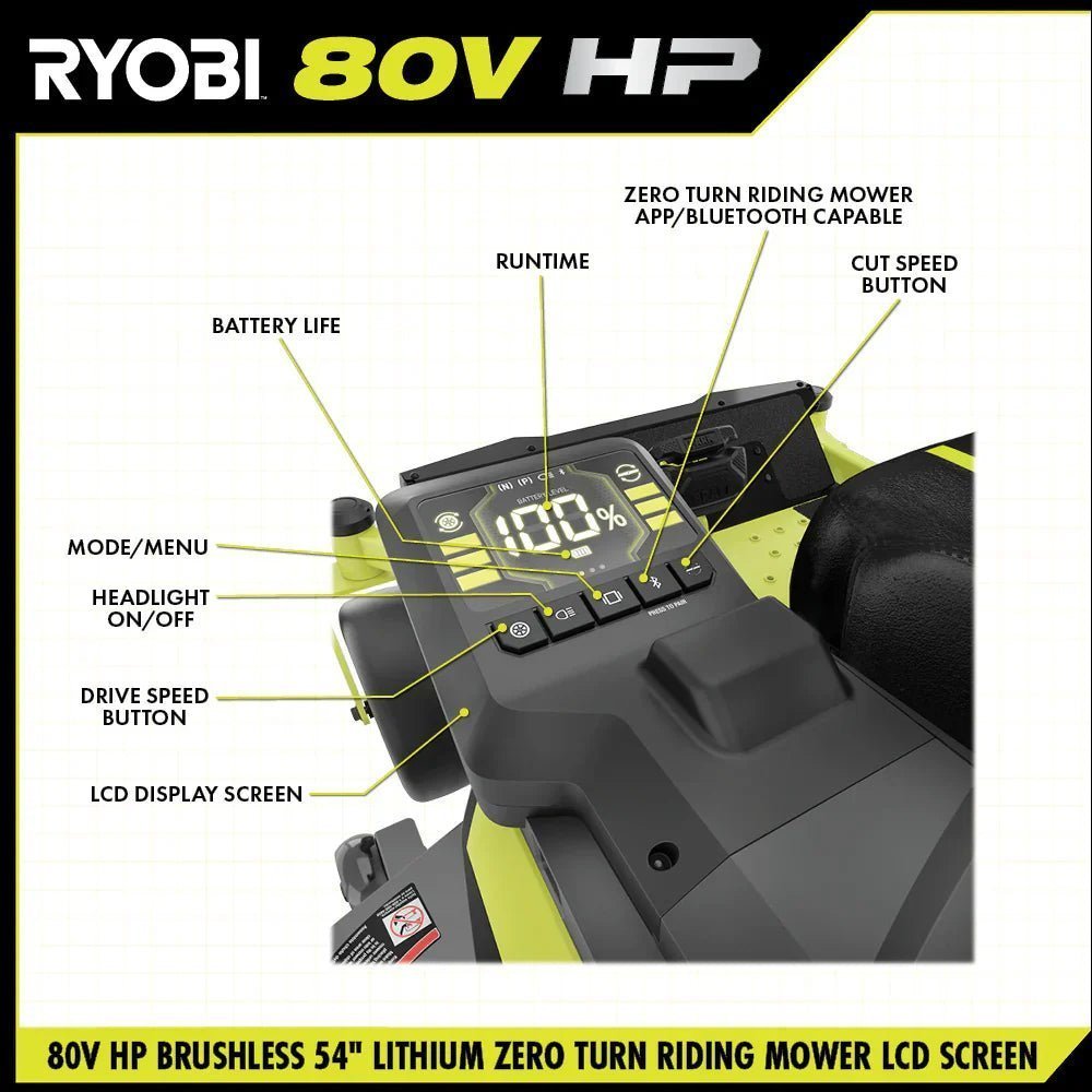 80V Max HP Lithium 54″ Brushless Electric Zero Turn Lawn Mower - Image 20
