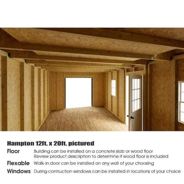 Hampton 12 ft. W x 16 ft. D Wood Storage Shed Kit with Floor (192 Sq. ft.) Installtion Included - Image 3